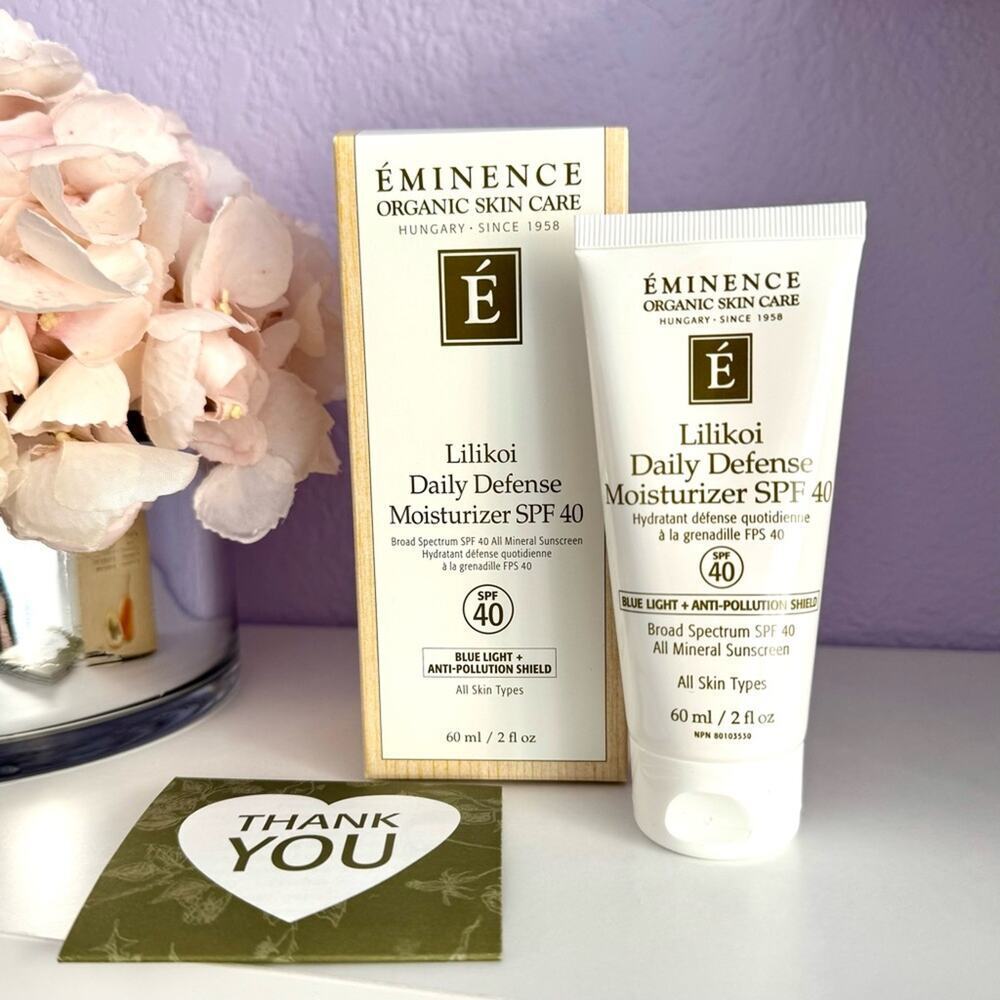 New! EMINENCE Organic Lilikoi Daily Defense Moisturizer SPF 40, 60ml/2oz